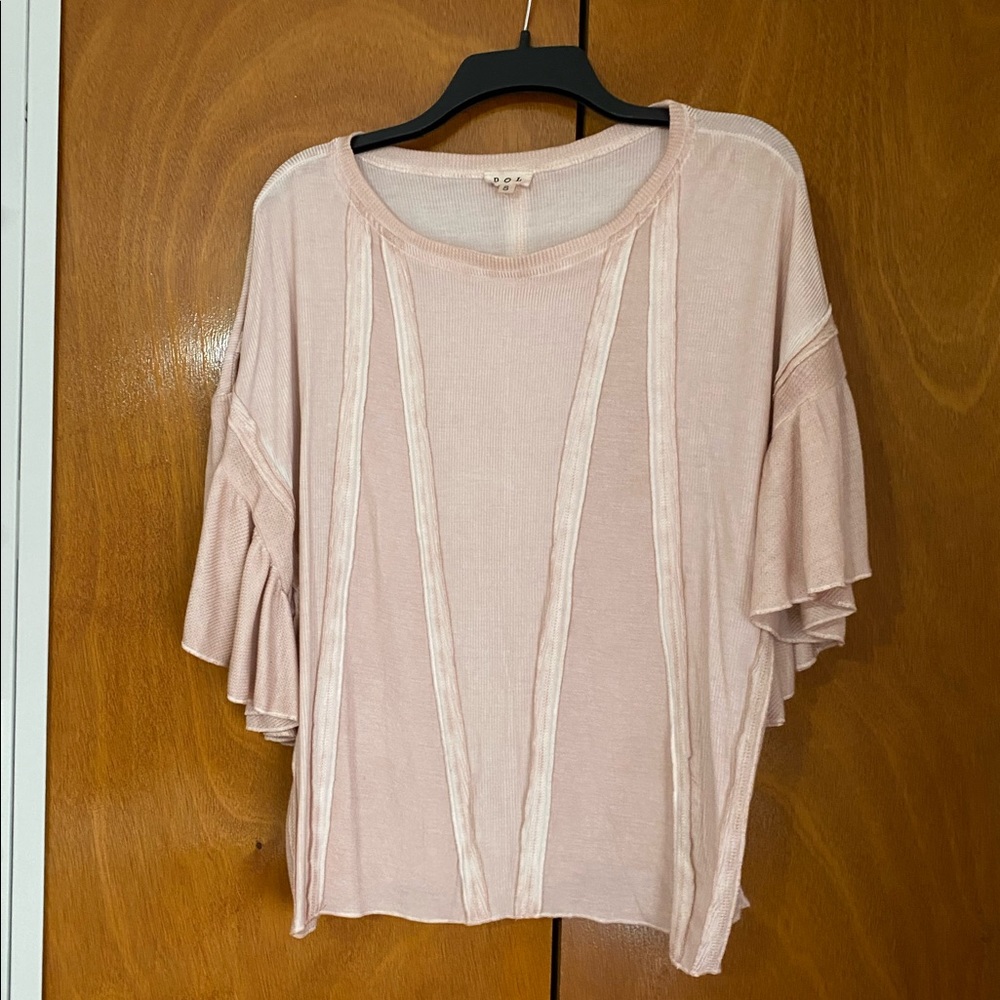 POL flutter sleeve short sleeve top